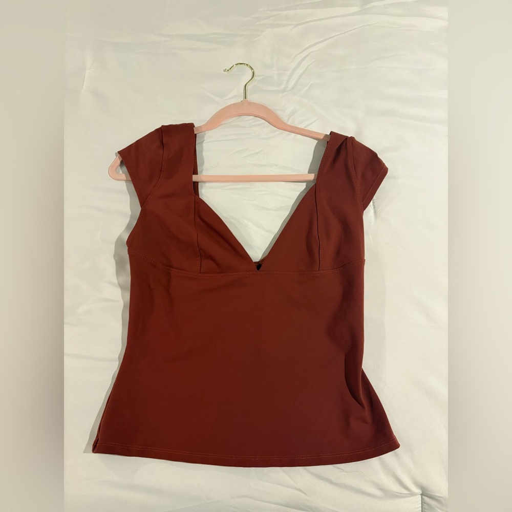 Burnt Orange v-neck Body Con shirt